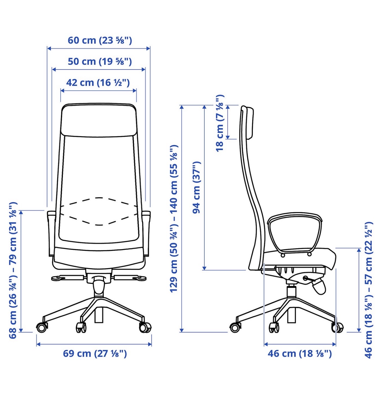 IKEA OFFICE CHAIR BLACK COLOUR